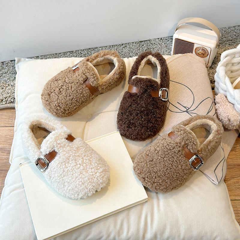 Girls' Plush Shoes 2025 Winter New Children's Shoes Girls Princess Cotton Shoes Two Cotton Plus Velvet Baby Peas Shoes