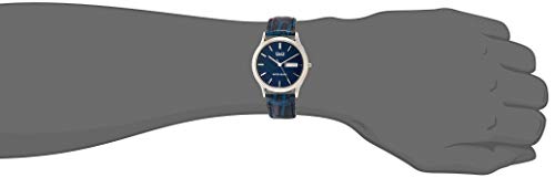 Citizen Q&Q Men's Analog Watch, Waterproof, Date Display, Day Display, Leather Strap, A204-302, Navy