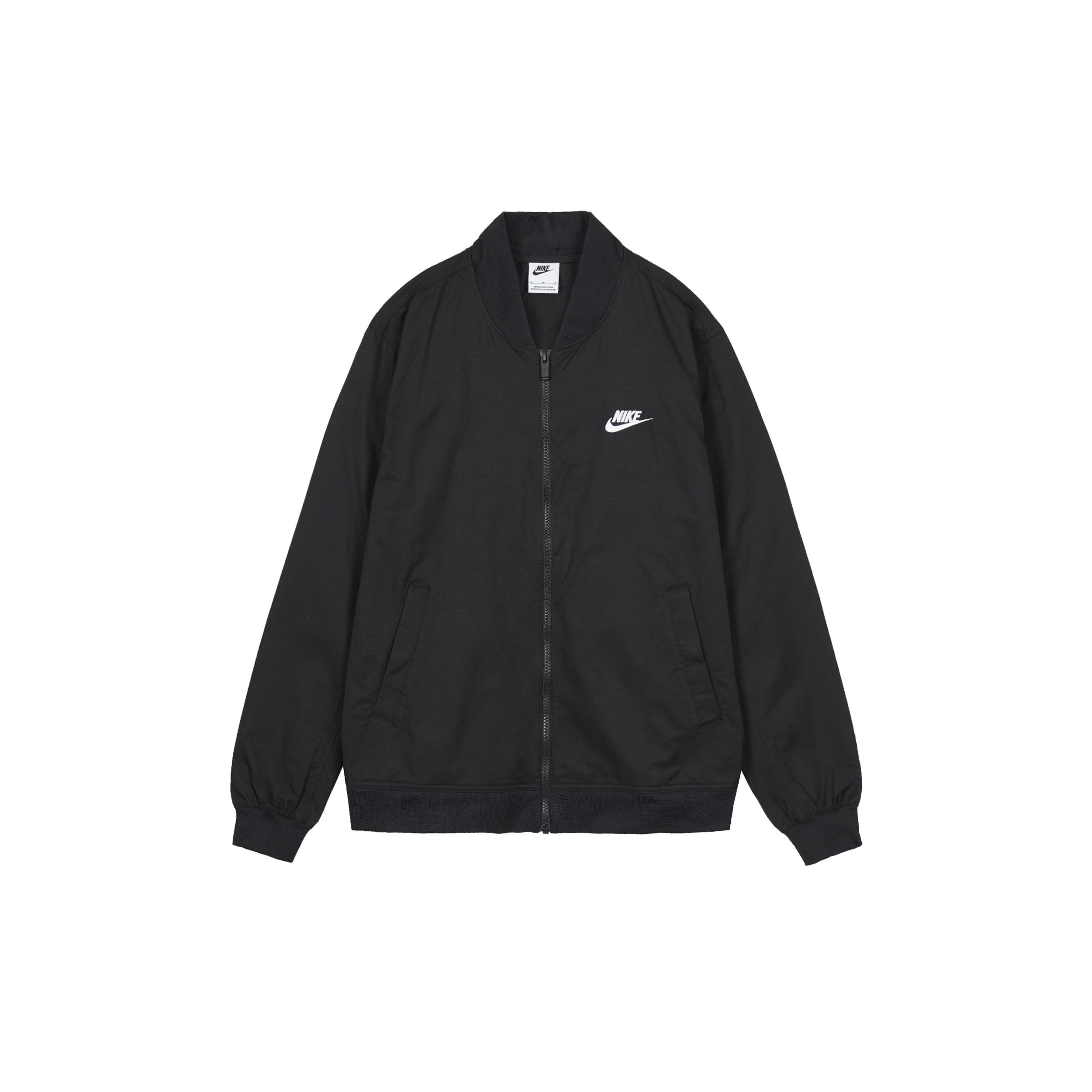 Men s Nike Solid Color Logo Stand Collar Long Sleeves Jacket Black DM6822-010 M