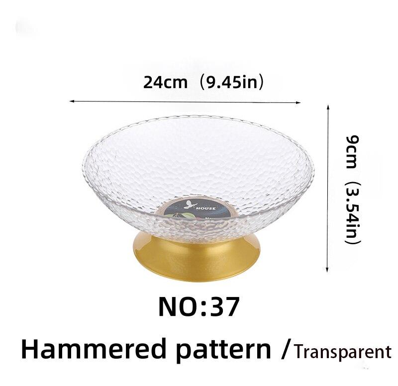 PET Fruit Plate With Base Hammered Pattern Tall Bar Living Room Fruit Plate Transparent Creative Fruit Plate Food Grade Snack