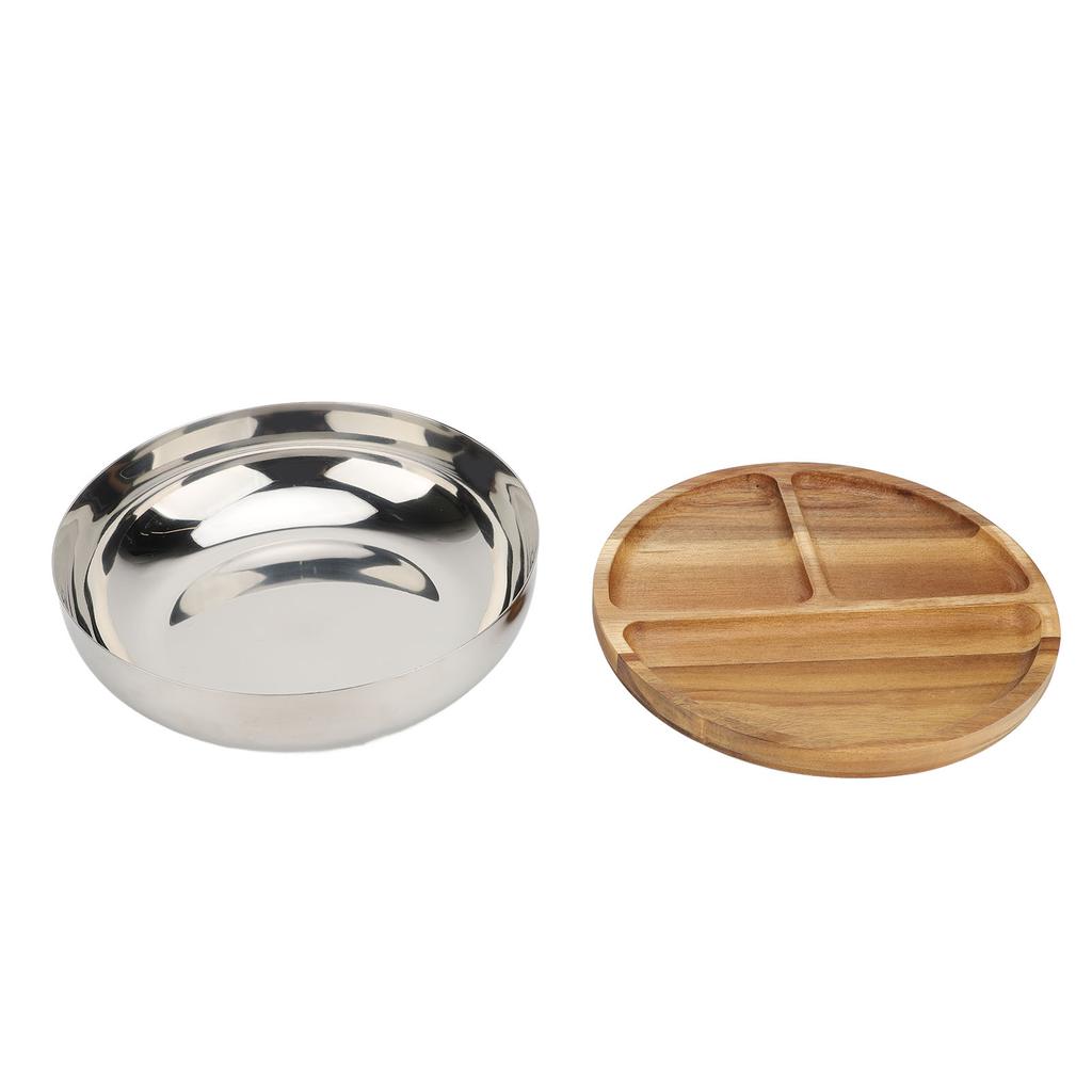 304 Stainless Steel Mixing Bowl Serving Bowl With Wood Lid Food Storage Salad Bowl For Kitchen Cooki