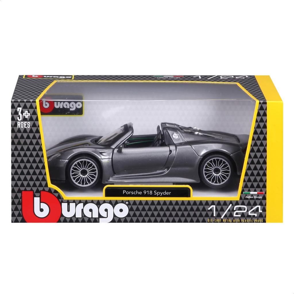 Bburago Scale Porsche 918 Spyder Gray Diecast Model Finished GY 1/24 / Car, Product, 18-21076