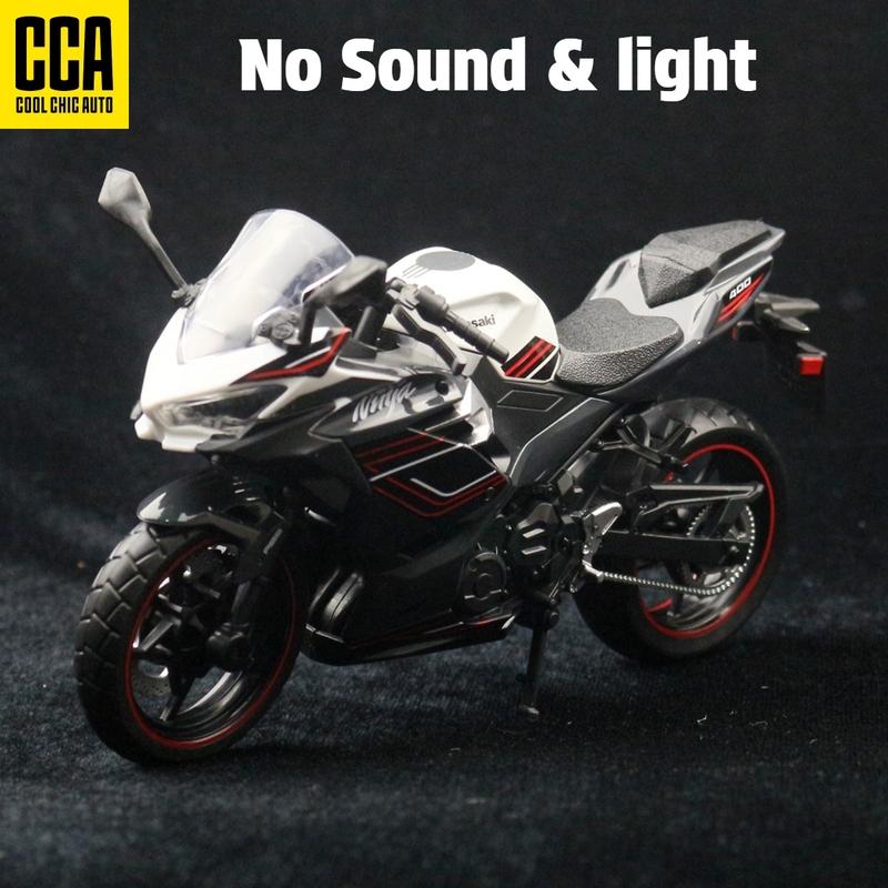 

1/12 Kawasaki Ninja 400 игрушечный мотоцикл миниатюрная литая металлическая модель 1:12 супер спортивных игрушек со звуком и светом, коллекционный подарок для мальчиков чёрный