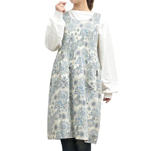 

Isavel Apron Dress, Long, Easy-to-Put-On, Floral Print, Pleated, with Pockets, Simple Design, Quick Drying, Wrinkle Resistant, Micro Peach, Stylish, C