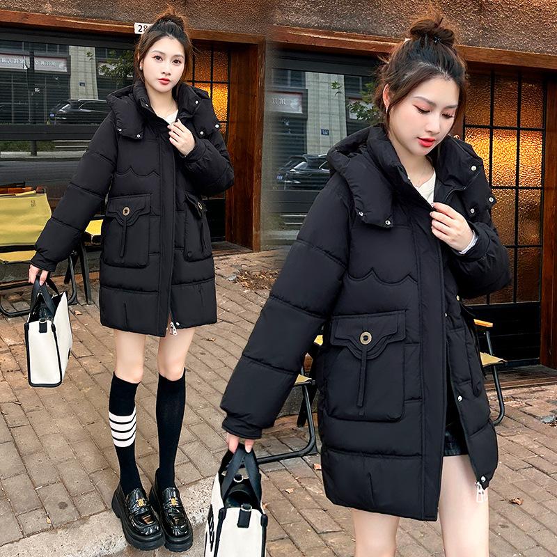 Medium and long hooded down cotton-padded clothes for women's years, new winter loose cotton-padded jackets, thickened warm jackets