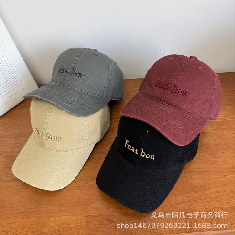 Letter three-dimensional embroidered baseball cap men's simple and versatile face cap couple fashion soft top sun hat