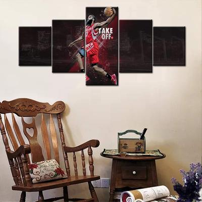 5Pcs Basketball Star Player Sports Gym 5 Pieces Pictures Canvas Paintings Wall Poster No Framed 5 Panel Room Decor Abstract Art