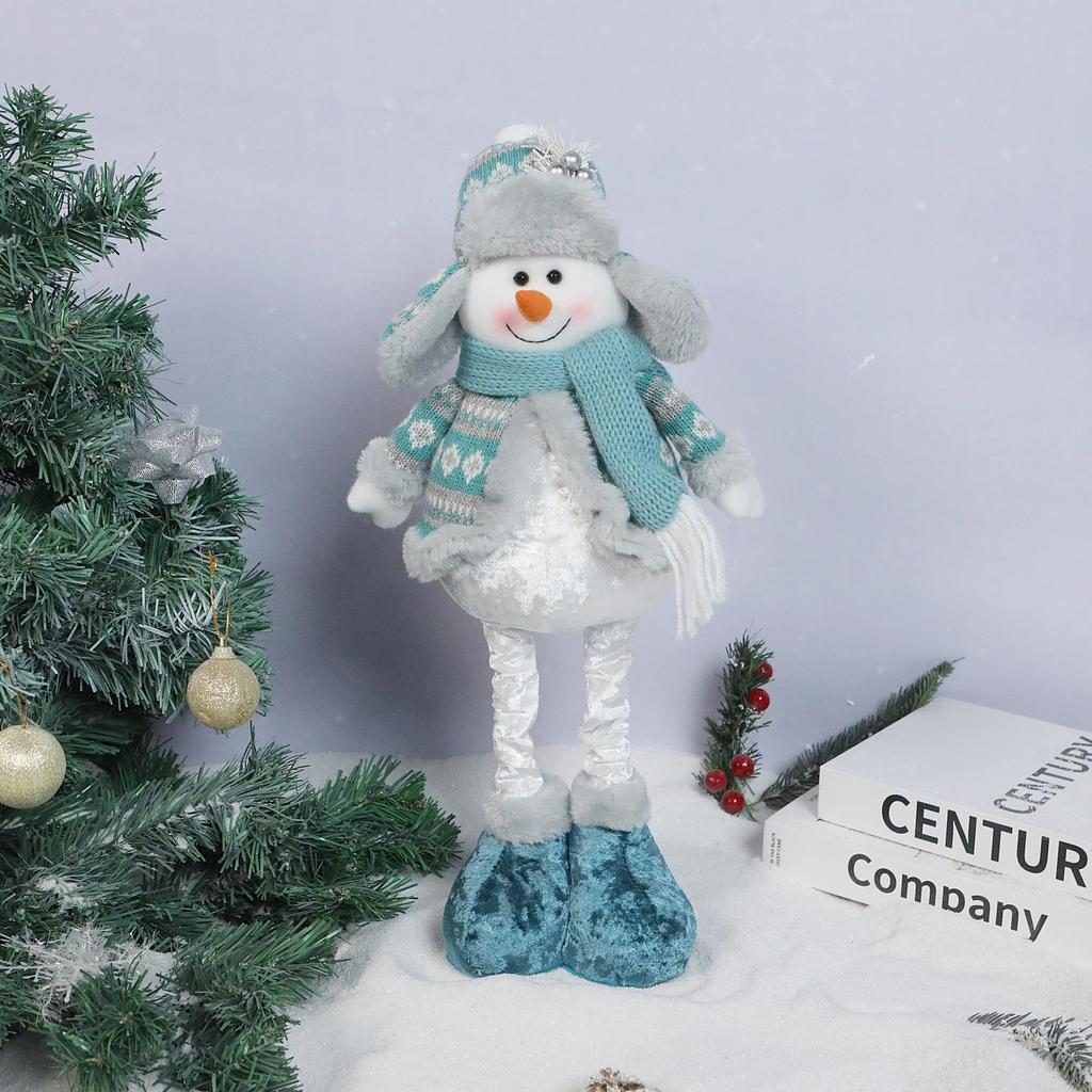 Retractable Blue Santa Claus, Snowman & Elk Christmas Ornaments