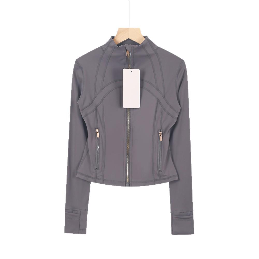 LULULACIE Women's Gold Zipper Stand-up Collar Slim Fit Sports Jacket