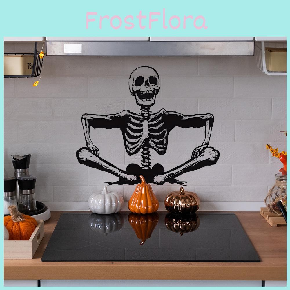 Skeleton Smiling Halloween Glass Showcase Bedroom Home Decoration Stickers Wall