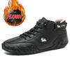 New Men's Leather Ankle Boots Soft Sole High Top Sneakers Winter Outdoor Loafers Comfortable Keep Warm Men Boots