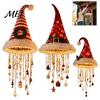 Candy Cane Striped Garland Lights Lighted Santa Hat Hanging Chandelier, Warm LED Christmas String, Sequined Cone Pendant Decor with Holiday