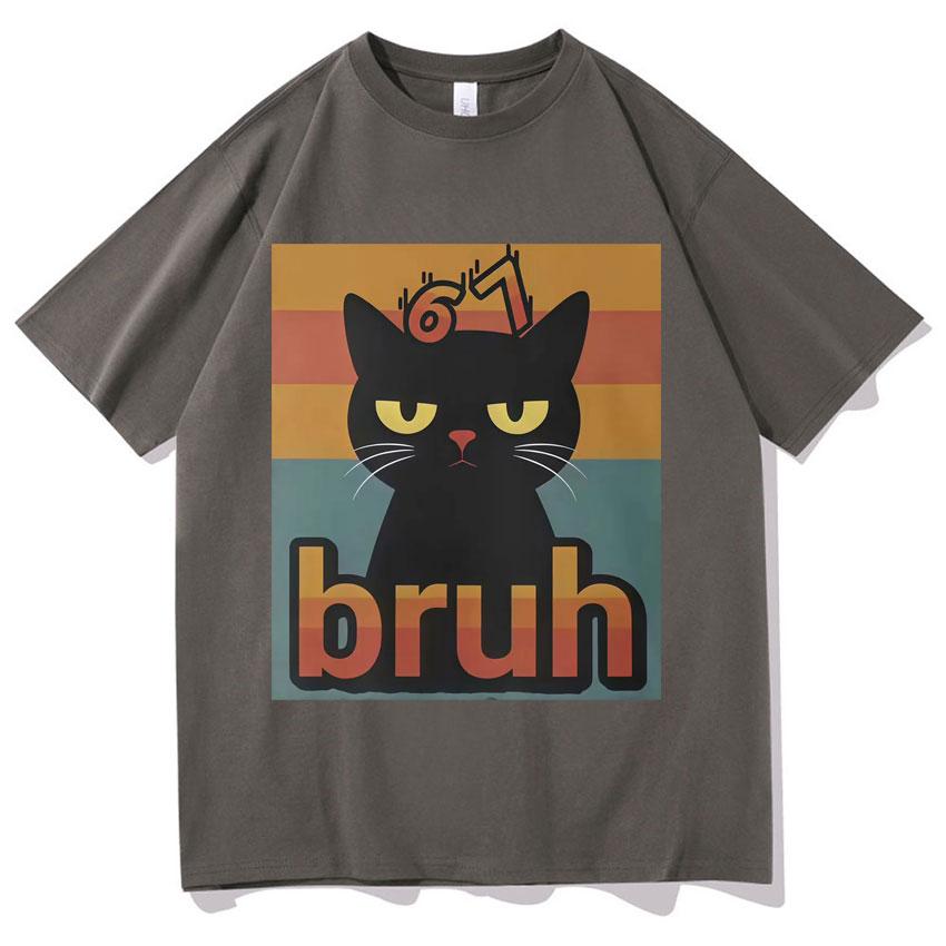 Funny Cat Six Seven Graphic Tee Unisex Summer Gothic Short Sleeved Aesthetic Y2k Clothes Casual Cozy Tshirt Streetwear Teenagers