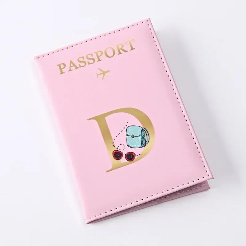 Husă pentru pașaport din piele imprimată cu litere Bărbați Femei Suport pentru pașaport Clip pentru bilet de avion Huse pentru pașapoarte Suport pentru identitate Suport card de credit