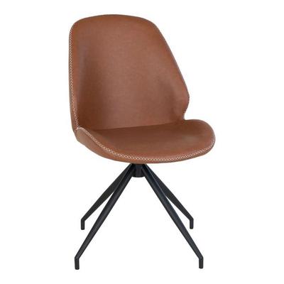 Swivel Dining Chair - HOUSE NORDIC - Monte Carlo - Set of 2 - Brown Boucle Fabric - Black Metal Legs