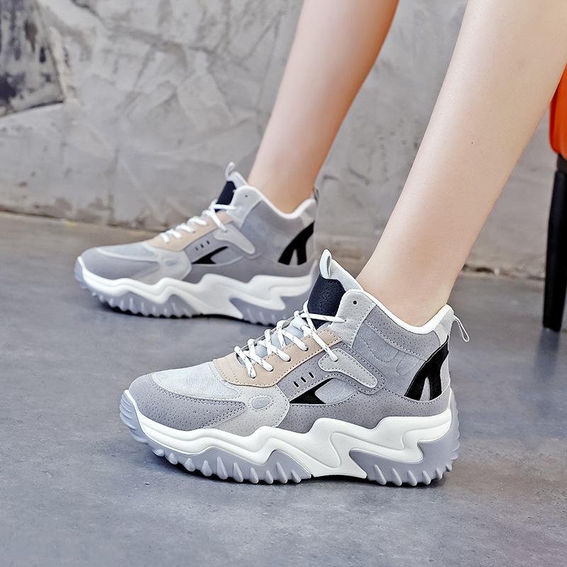 2025 autumn new Korean version of dad and girls shoes ins tide lace-up platform student sports and leisure shoes increase