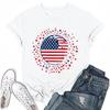 Women's Round Neck Casual Independence Day Printed Short Sleeve T-Shirt Top
