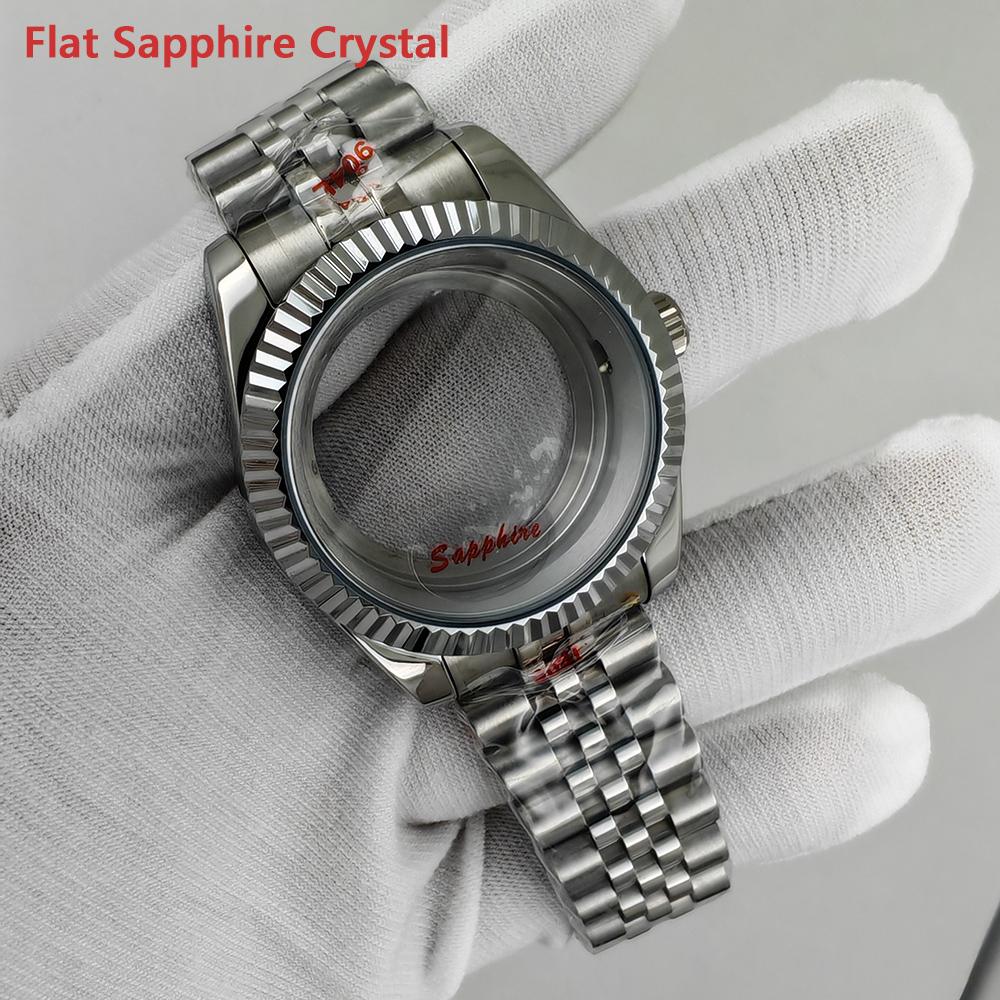 Premium Stainless Steel 40mm Watch Case Fit to NH35 NH34 36 Movement Modding Case Parts Sapphire Crystal 100WR Jubilee Bracelet