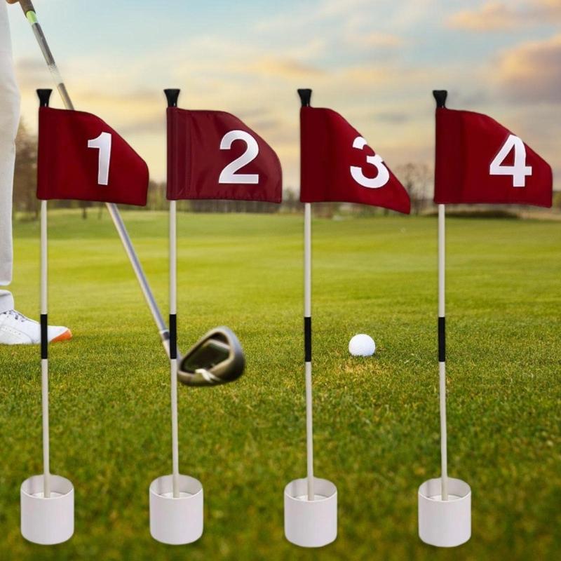 Portable Golf Practice Flagstick Set With ABS Putting For Indoor Outdoor Training