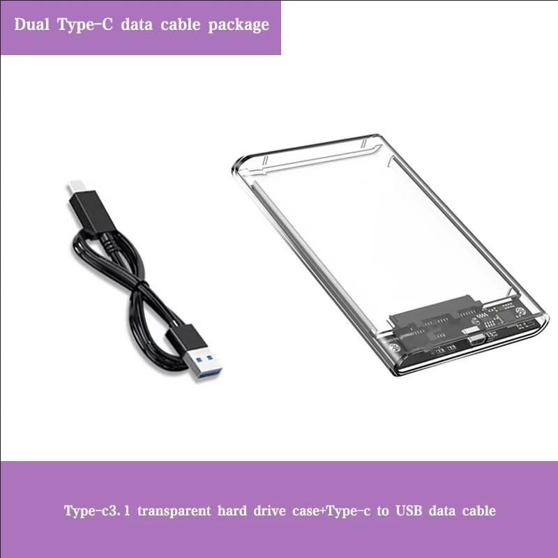 Xiaomi Transparent 2.5 Inch HDD Enclosure SSD SATA to USB 3.0 Type-C 3.1 Portable External Hard Drive Case Tool-Free