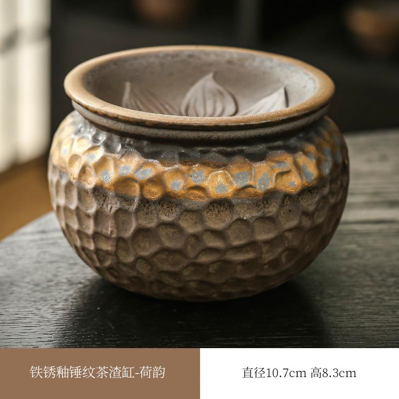 Ancient Burned Lotus Pod Jianshui Gilt Iron Glaze Hammer Pattern Tea Residue Tank Waste Tea Bucket Cup Washing Water Washing Tea Ceremony Accessories