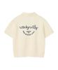 WACKY WILLY Women'S Typo Logo Half-Zip Short Sleeve Cream