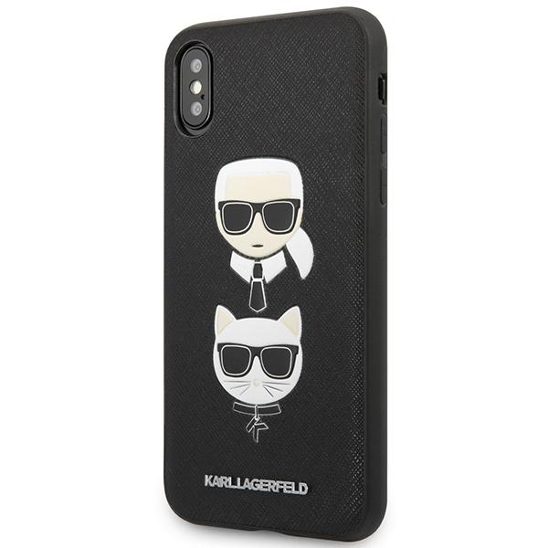 Karl Lagerfeld KLHCI65SAKICKCBK iPhoneXS Max Black/black Hardcase Saffiano Karl&Choupette Head