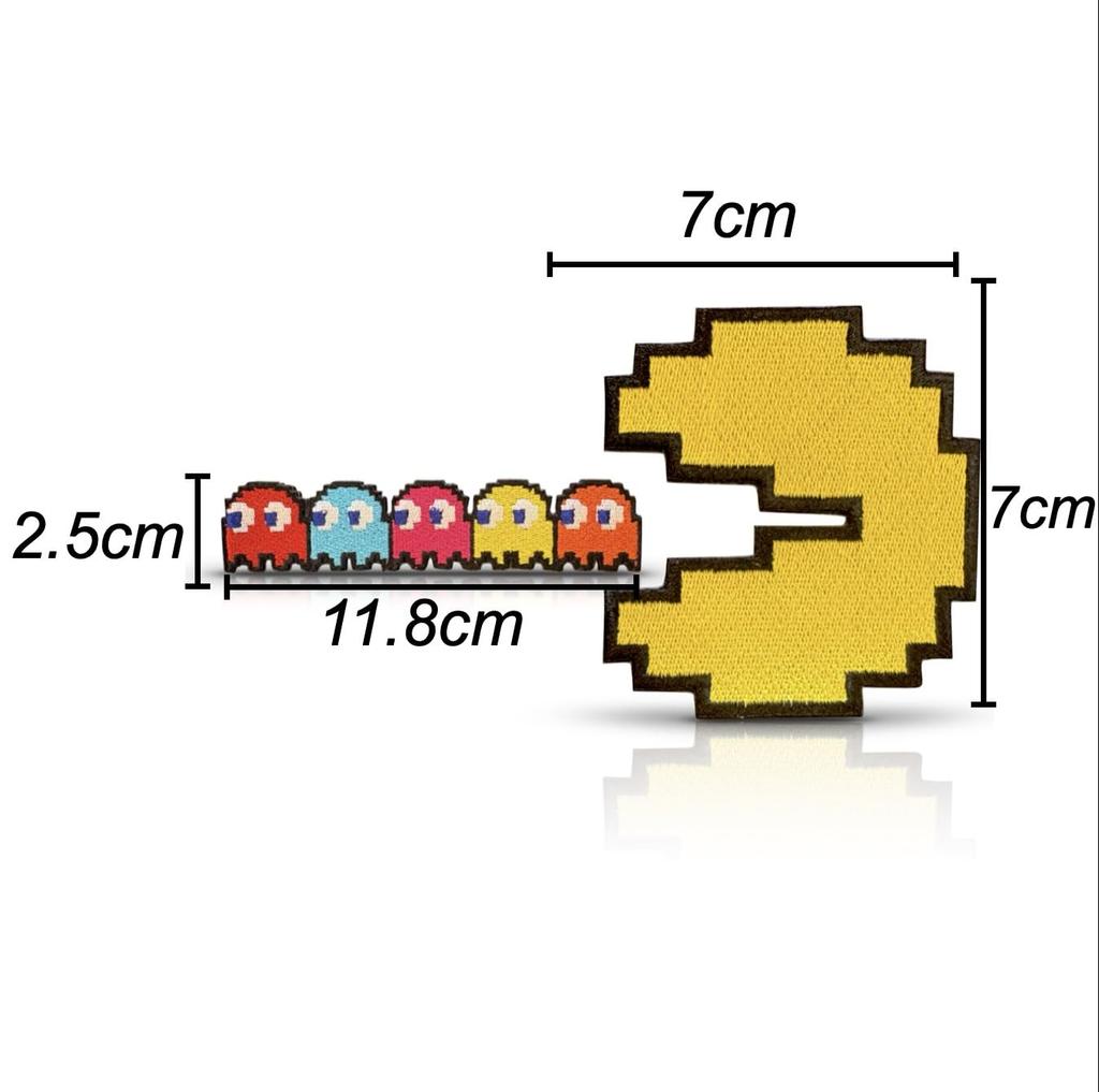 Generic Pac-Man Ghost Patch, Iron-On Logo, Character, Movie Emblem, Patch, Logo, Embroidery, Repair, DIY, Iron-On Patch, Complete Set