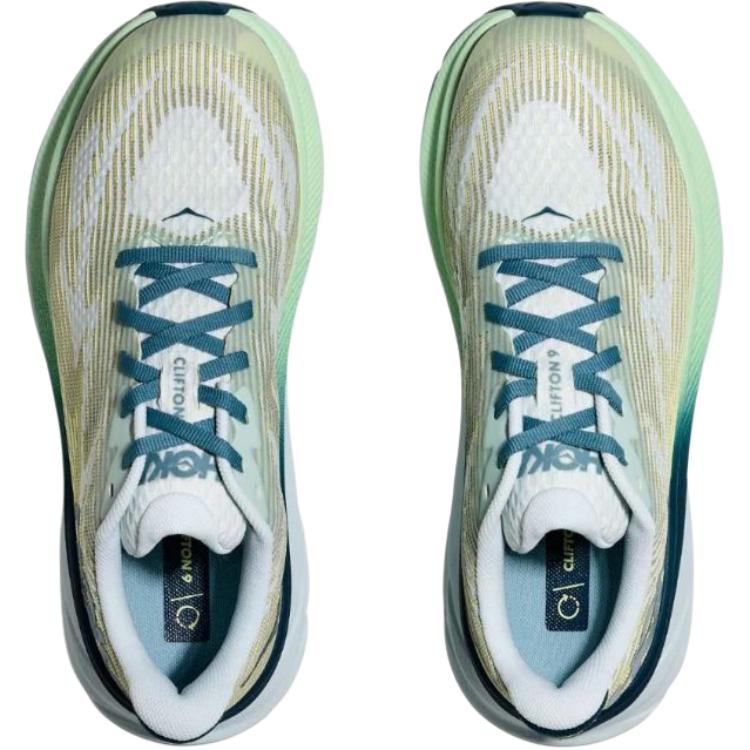 HOKA One One Clifton 9 Универсальные Удобные Прочные Дышащие Низкие Кроссовки Детские Кроссовки Желтый Зеленый 1131170-DWL