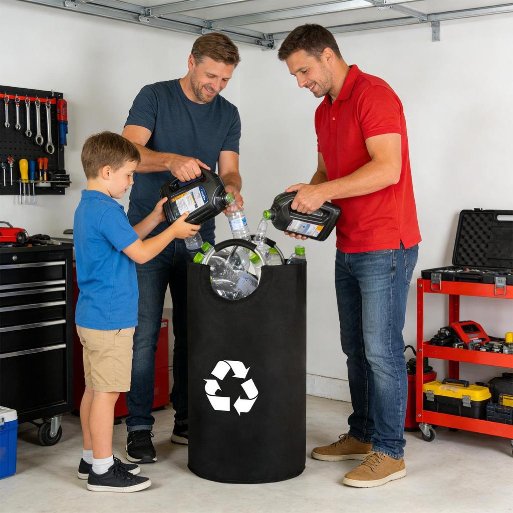 Indoor Recycling Bins For Kitchen 82L Oxford Folding Storage Recycling Garbage Can For Home Dorm Laundry Room Garage Bedroom