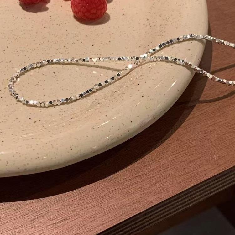 Strong Tears Recommendation~ Popular Xiaomi Beads Ring Broken Silver Advanced Sense Clavicle Chain Cold Wind