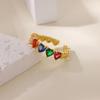 Colored Crystal Zircon Heart Rings For Women Girls  Opening Gold Color Heart Ring Party Wedding Jewelry Gift Bijoux Femmes