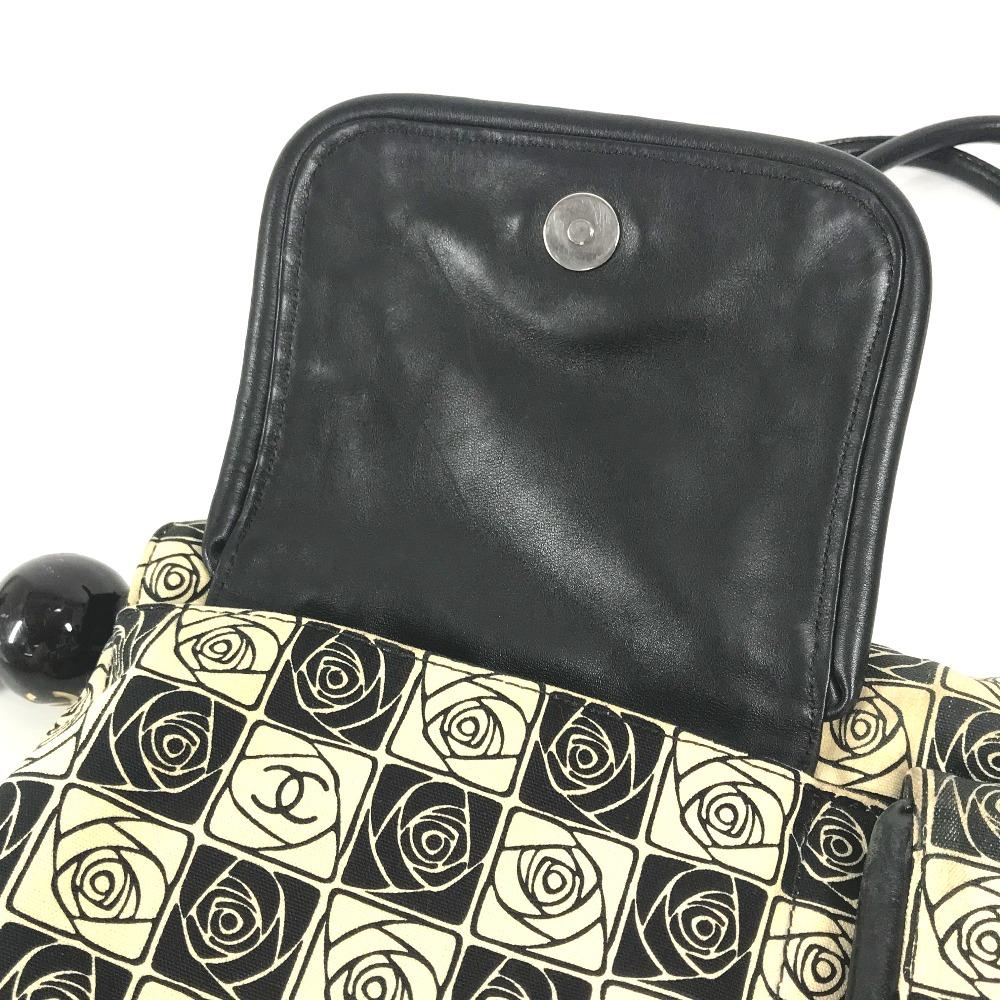 CHANEL Coco ball Camellia CC CC Mark Shoulder Bag Tote Bag Canvas Black/White