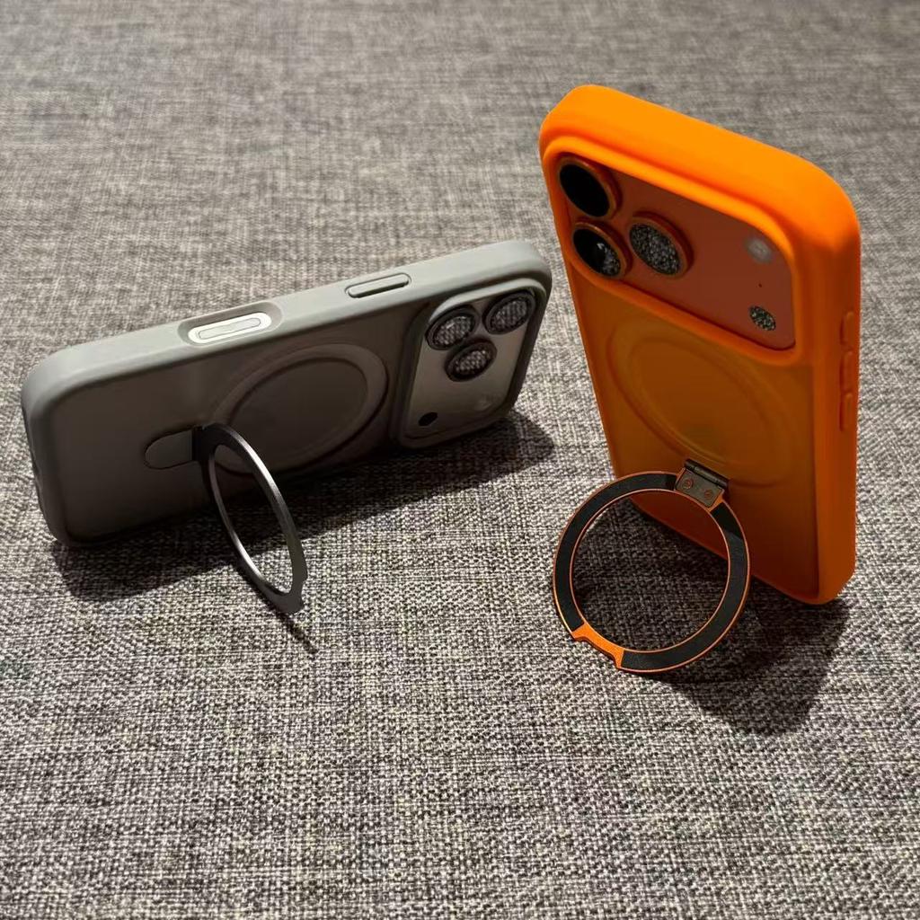 Für Mattes Metall Ringständer Hülle für Für Iphone 17 Air 16 1 14 Plus 13 12 11 Pro Max Linsen Schutz Magnetische Transluzente Hülle