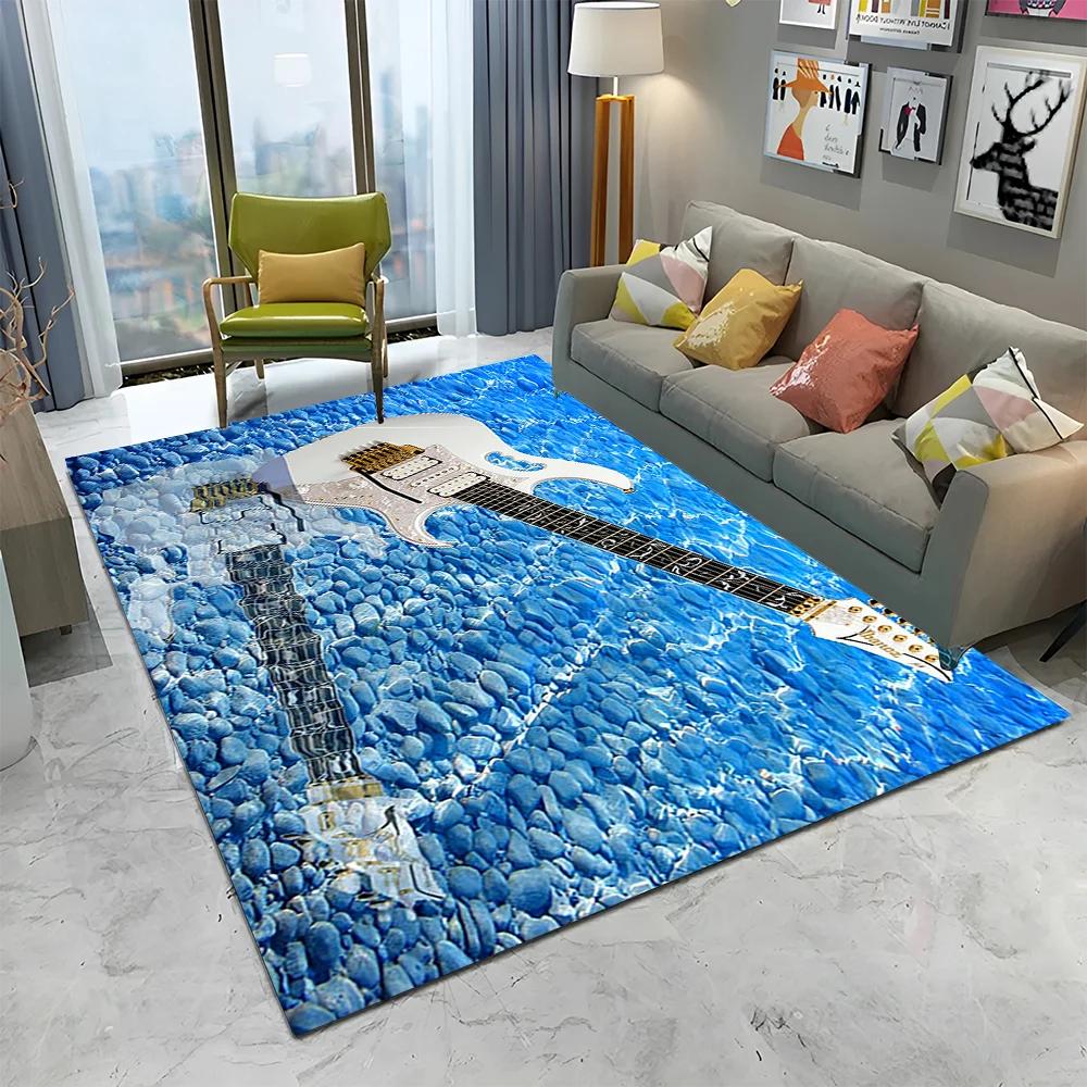 Electric Guitar 3D Classical Guitar Carpet Rug for Home Living Room Bedroom Sofa Doormat Decor,kids Area Rug Non-slip Floor Mat