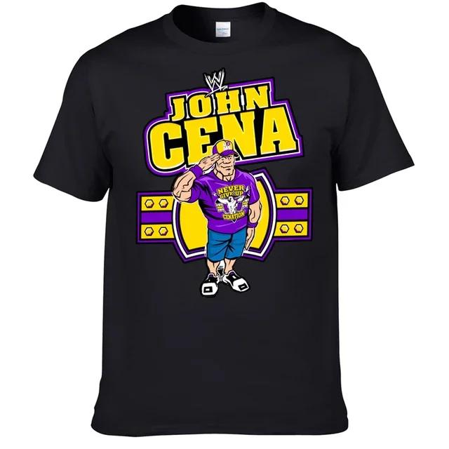 Camiseta Estampada de Luta John Cena Moda Casual Manga Curta Masculina - Algodão Macio Solta Oversized Y2k Verão Caimento Relaxado Roupas