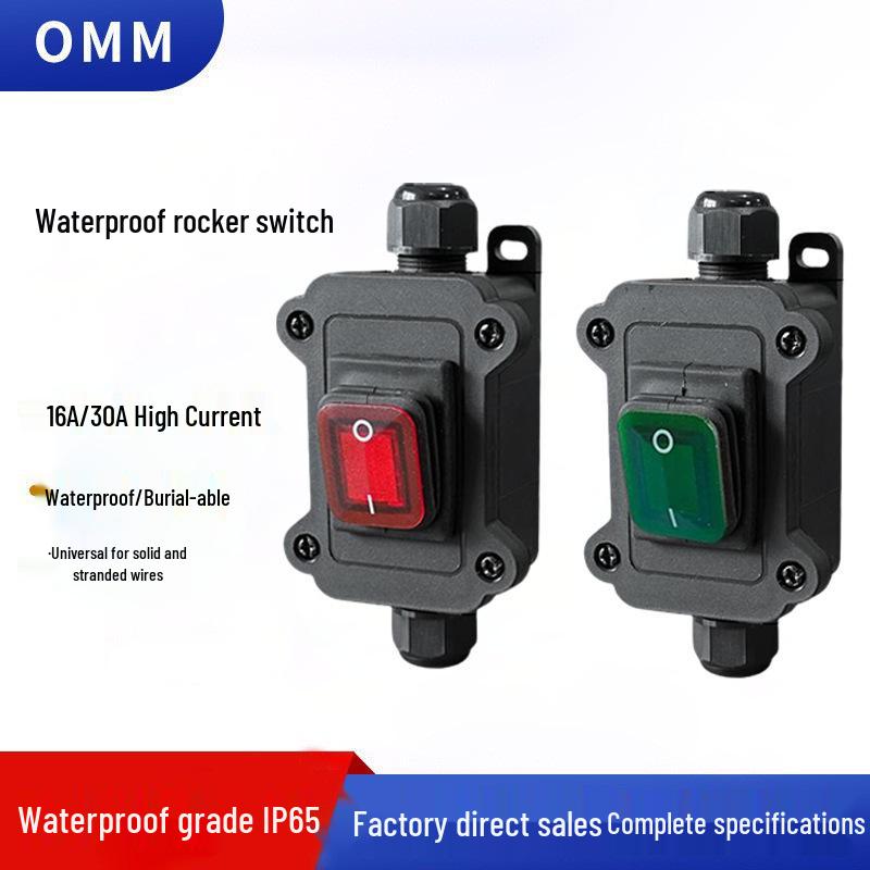 High Current Waterproof Inline Rocker Switch for Outdoor Wiring