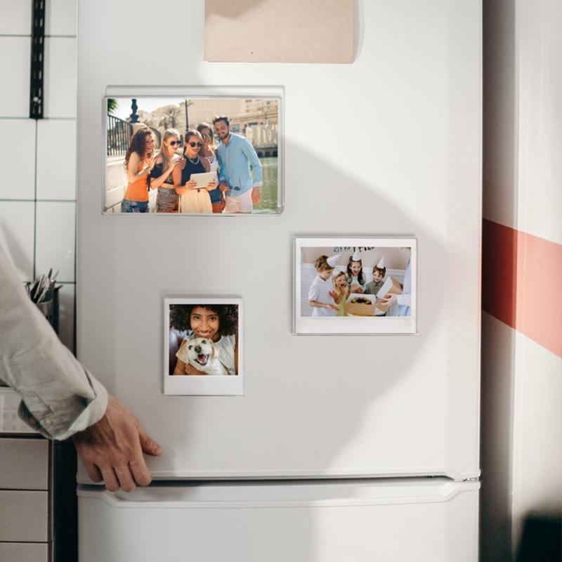 Clear Acrylic Picture Frame Magnetic Designs Fridge Douoble Sided Memos Photo Holder Frame for Home Office Decoration