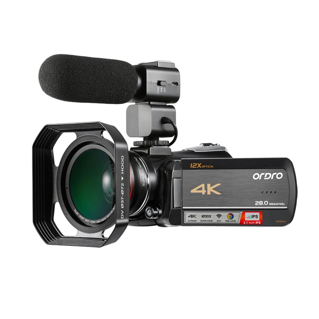 ORDRO AC5 4K WiFi Digital Video Camera Camcorder Recorder DV 28MP 3.1 Inch IPS Touchscreen 12X Optical Zoom Time Lapse