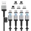 USB Magnetic Charging Magnetic 3A Fast Charging Data Transfer for Android Micro and USB Charging Black Cable, 2M+1.2M+1.2M+0.5M/9 Connectors, Cable,