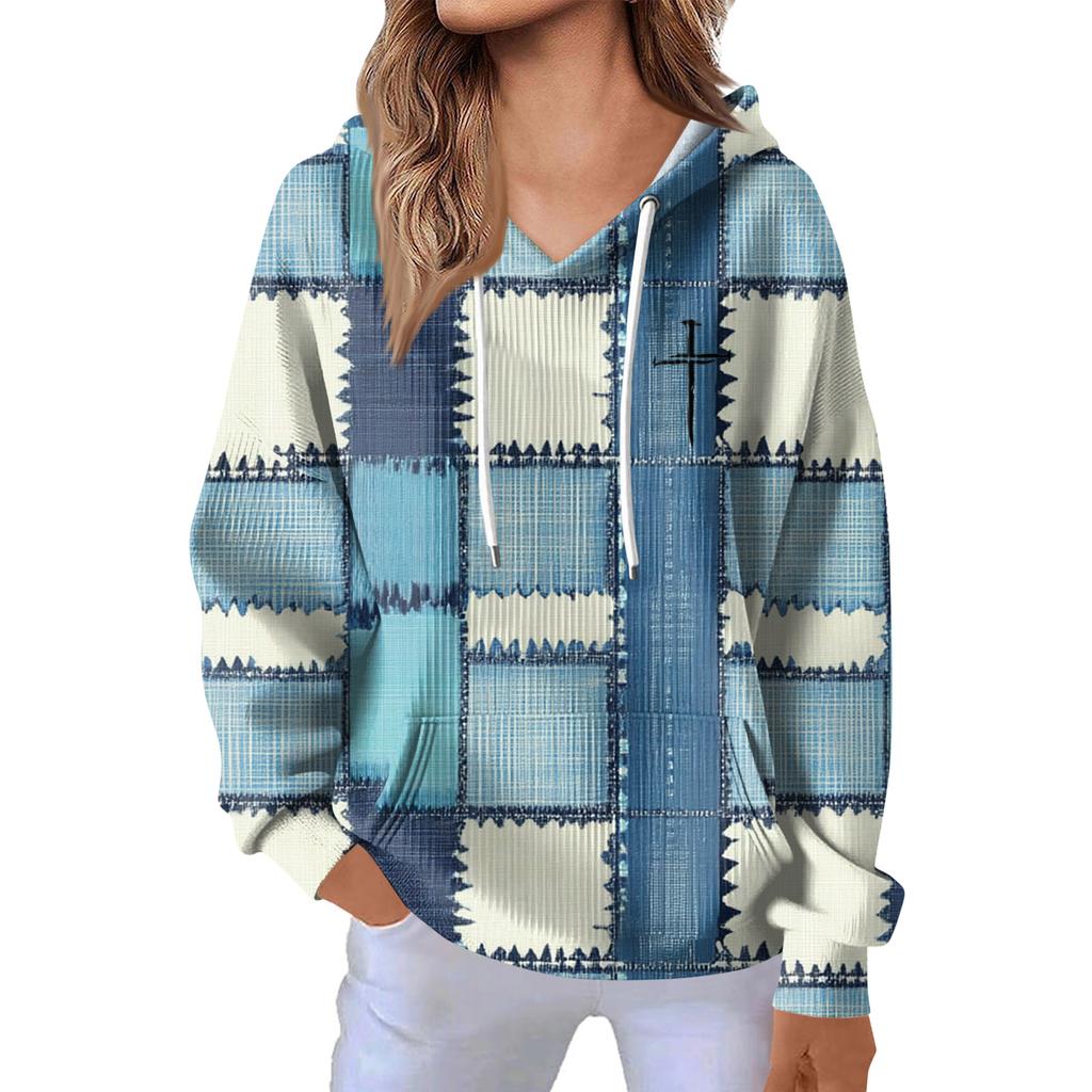 Women's Fashion Casual Long Sleeve Solid Color Hooded Sweatshirt Tops