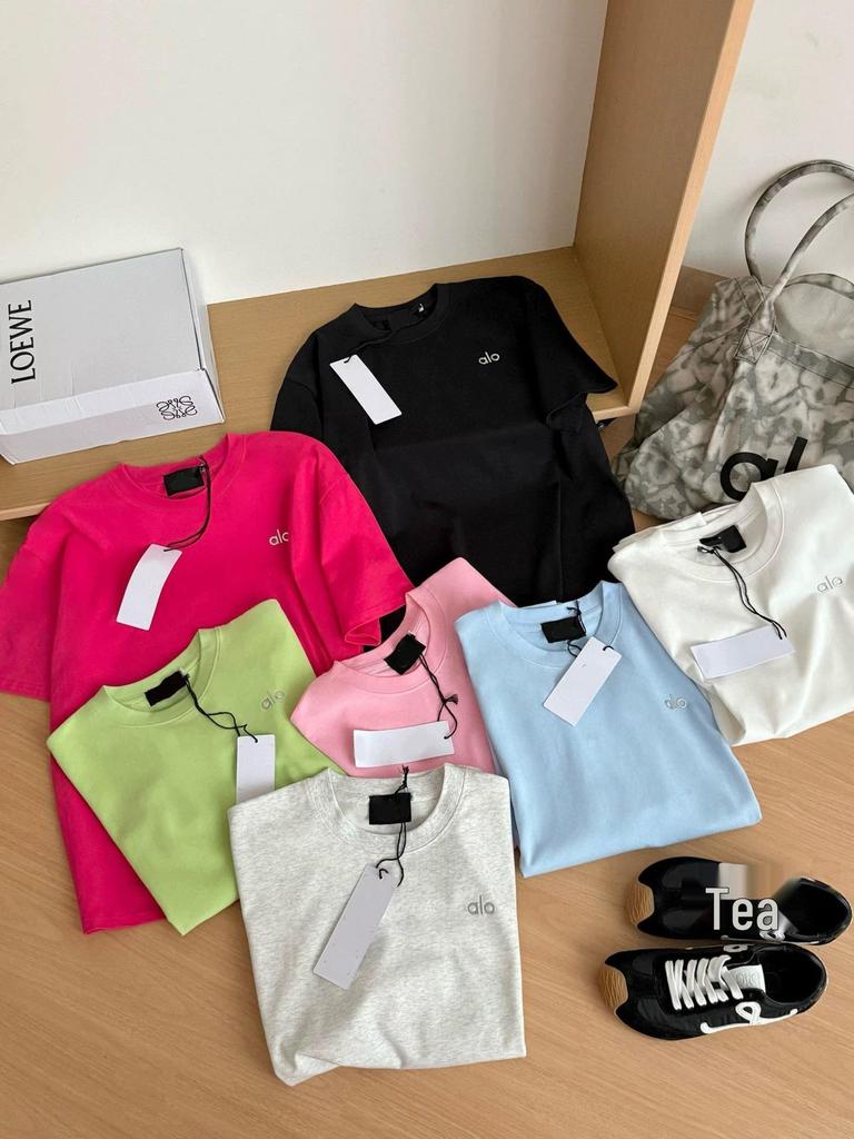 Heavyweightalo Women’s Silver Label Candy Color Loose Casual T-shirt, Short Sleeve, Summer 2025