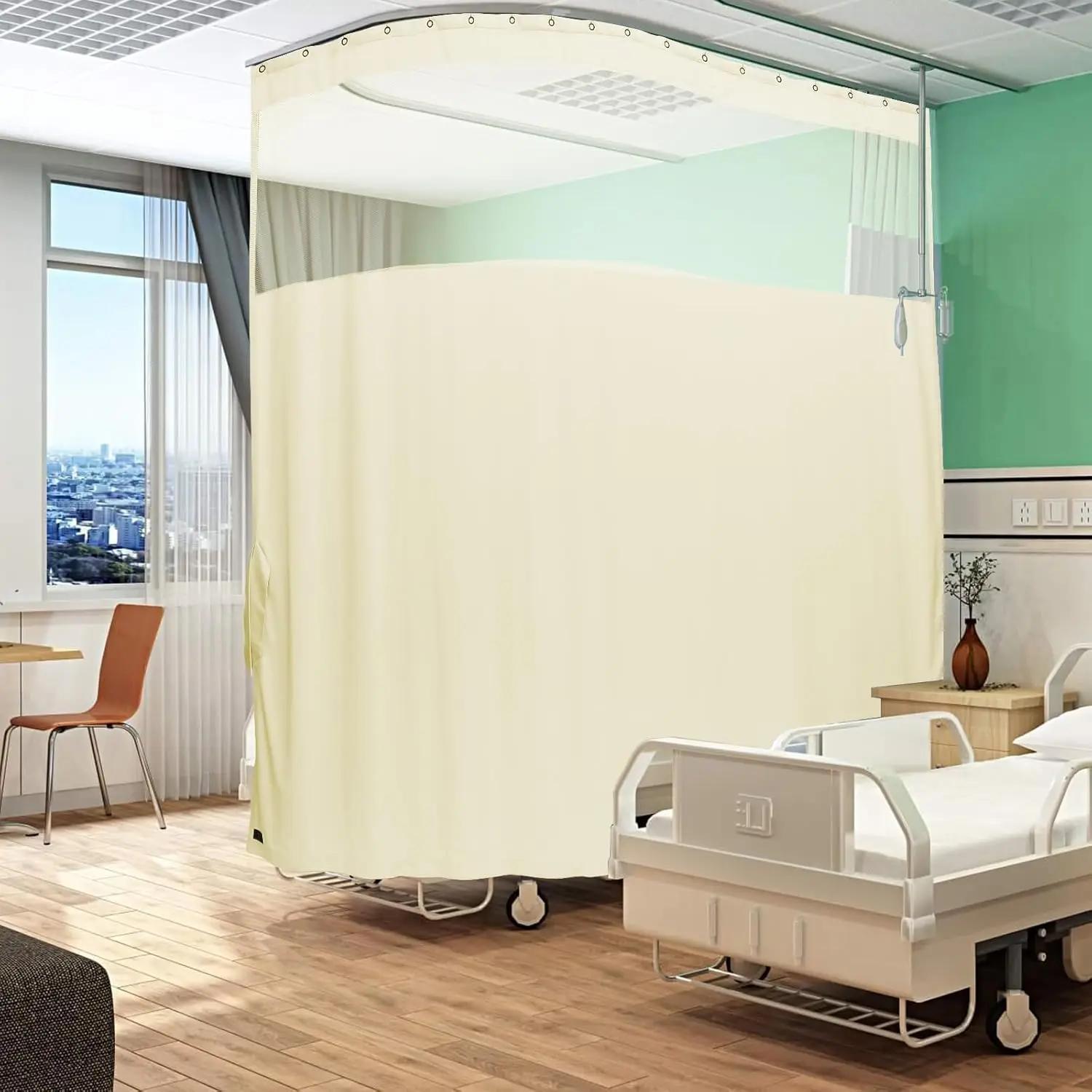 Ziekenhuisgordijn Ophanging Privacy Kamerverdeler voor Kamerafscheiding Medisch Brandvertragend Cabinegordijnen Beige 1 Paneel W150cmxH270cm 1pc&Hook