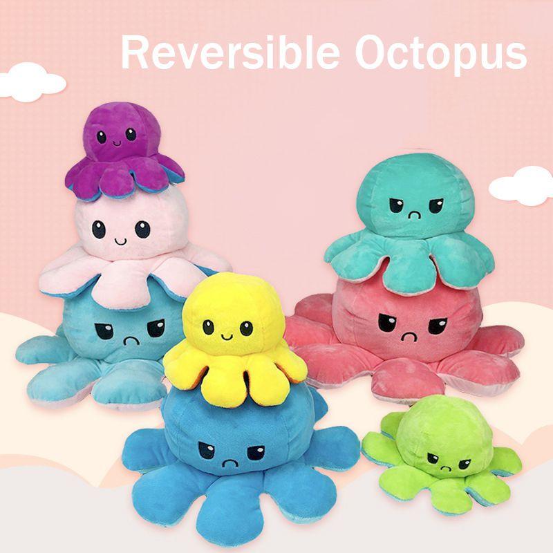 Adorable Double-sided Flip Reversible Octopus Plush Toy For Kids Soft And Cuddly Marine Life Stuffed Animal