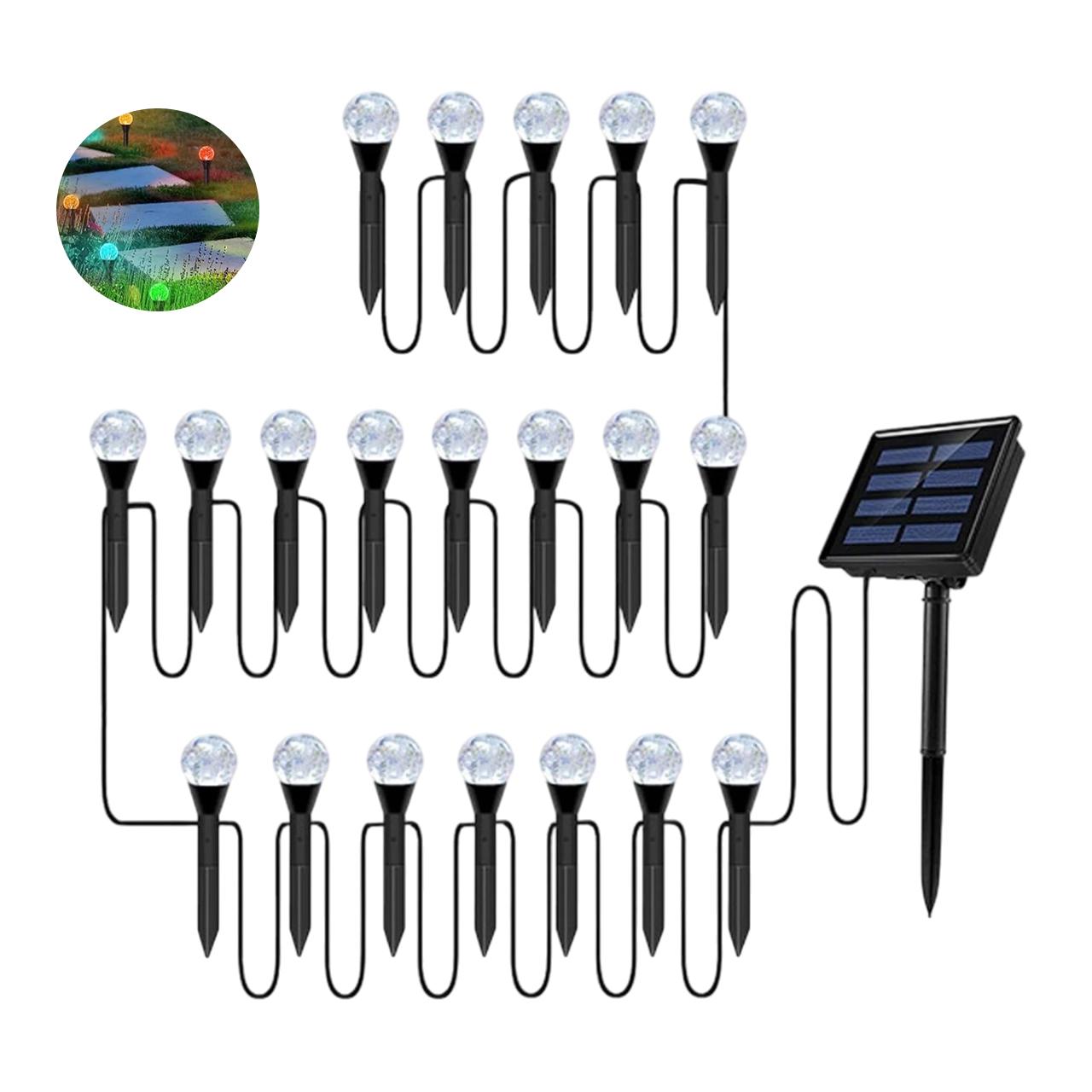 

20-LED Crystal Bubble Ball String Lights Outdoor Solar Garden Lights for Lawn Patio Landscape Stake Lamps