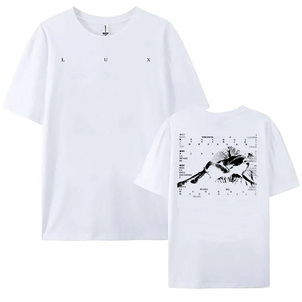 Rosalía LUX TRACKLIST TEE Korte Mouw Katoen Mode Dames T-shirts Grafische Print Kleding Unisex Streetwear Dames Unisex Shirt