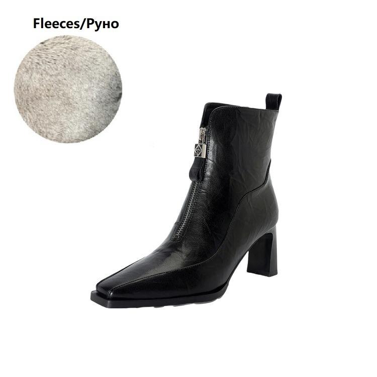 Modne NOWE Jesienne Damskie Buty Kwadratowy Nosek Buty na Wysokim Obcasie Buty ze Skóry Dzielonej dla Kobiet Eleganckie Nowoczesne Buty Codzienne Buty na Zamek