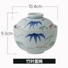 Hand Painted Ceramic Steamer Bowl with Lid Japanese Style Under Glaze Color Stew Pot for Egg Custard Bird Nest Soup