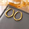 French Retro Titanium Steel Earrings: Niche Design High-Grade Stainless Steel Hoops & Studs In Simple Style for Women