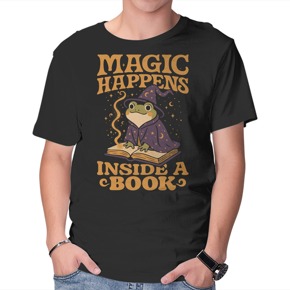 Unisex Crew Neck T-Shirt Magic Happens Graphic Short Sleeve Casual Tee XXXXL